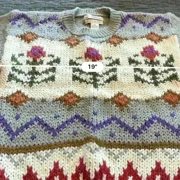 Vintage 80s 90s De Rotchild Crewneck Hand Knit Sweater - Picture 3 of 5